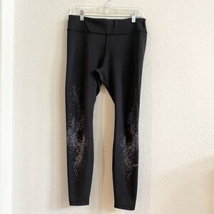 New Nike Women's Black‎ Large Paint Splatter Leggings Pants Activewear Yoga